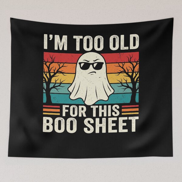 Item preview, Vintage Ghost Spooky Trees Too Old For This Boo Sheet designed and sold by MizoX7.