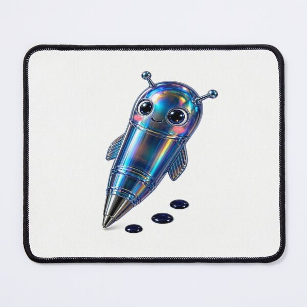 Item preview, Cute Holographic Rocket Pen Chibi Mascot designed and sold by Breezes-of-Ida.