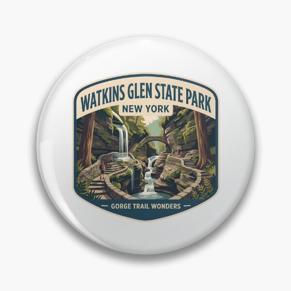 Item preview, Watkins Glen State Park Vintage Gorge Trail Waterfall Hiking Art designed and sold by LittleArij.