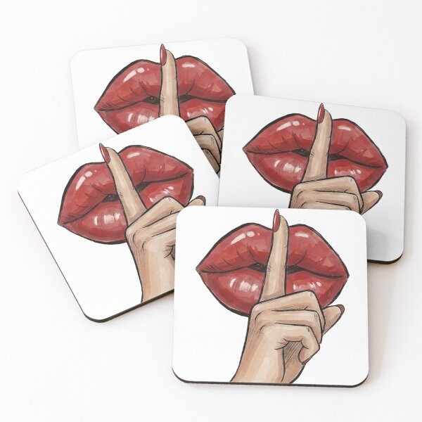 Item preview, Red Glossy Lips Shhh Silence Gesture designed and sold by MaRCAStro.