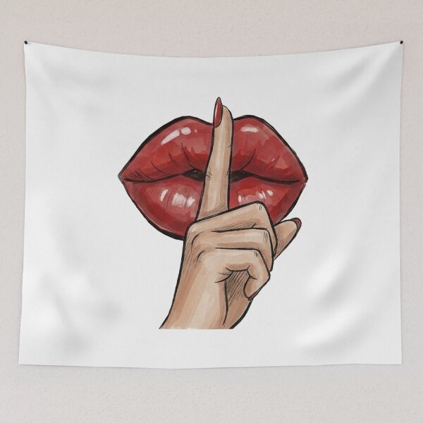 Item preview, Red Glossy Lips Shhh Silence Gesture designed and sold by MaRCAStro.