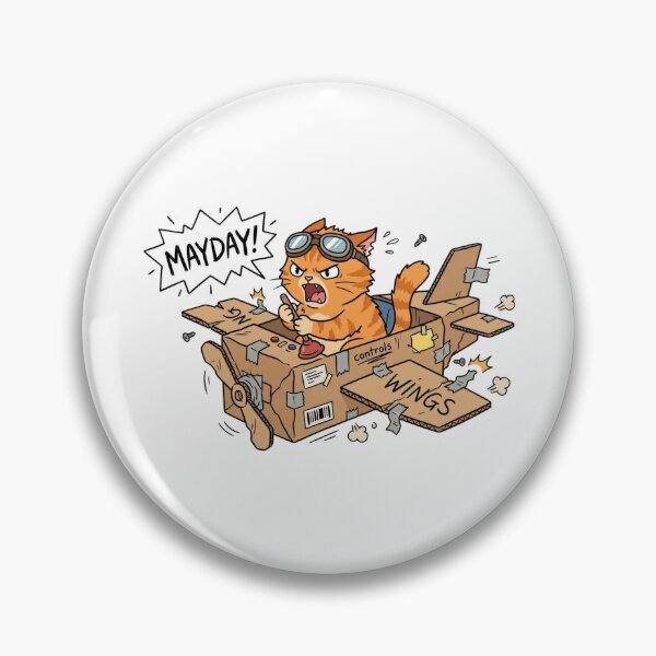 Item preview, Funny Orange Cat Cardboard Airplane Mayday Meme designed and sold by jeshands.