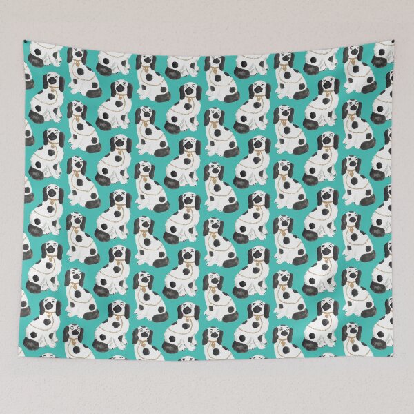 Item preview, Staffordshire Dog Figurines No. 2 in in Jungle Green Teal designed and sold by YesterdayColl.