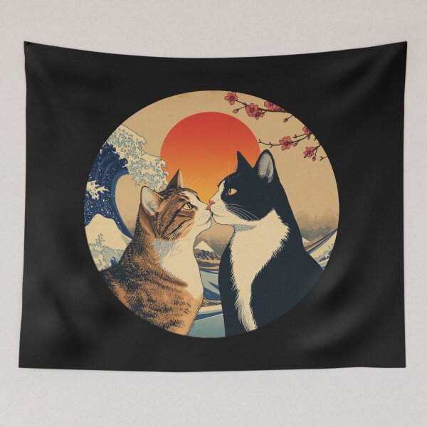 Item preview, Face to Face – Japanese Cat Art designed and sold by PurrfectWhisper.