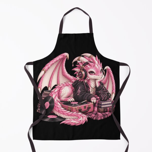 Item preview, Cute Pink Dragon Music Lover | Fantasy Dragon with Vinyl Records designed and sold by Hatchling Hollow.