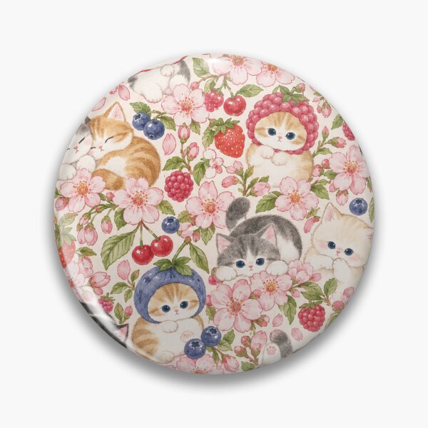 Item preview, Kawaii Fruit Cats Floral Pattern designed and sold by Cosmyna.