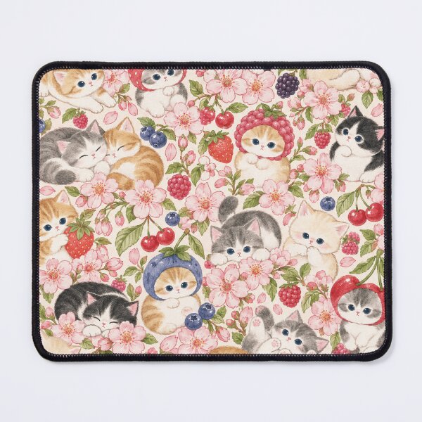 Item preview, Kawaii Fruit Cats Floral Pattern designed and sold by Cosmyna.