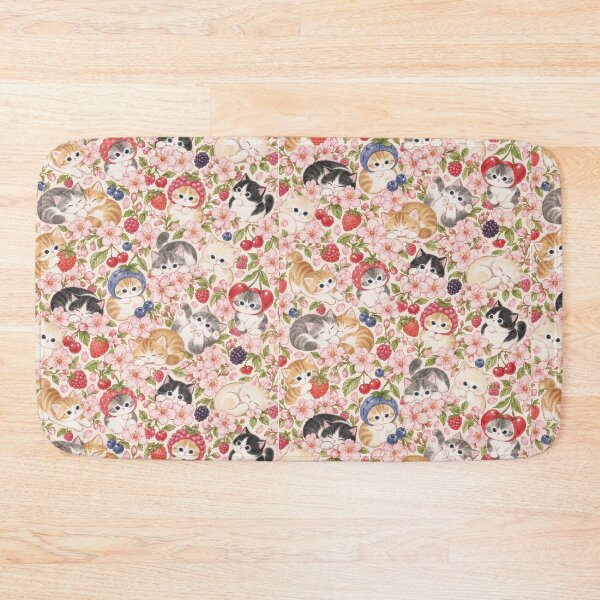 Item preview, Kawaii Fruit Cats Floral Pattern designed and sold by Cosmyna.