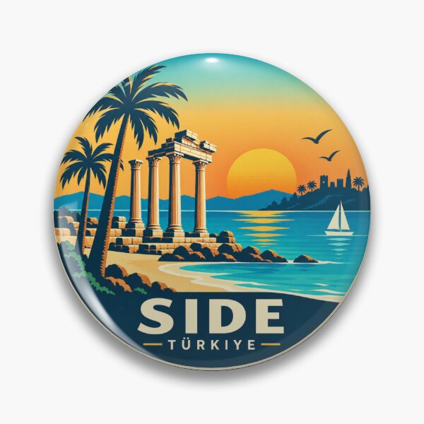 Item preview, Side Türkiye Retro Mediterranean Sunset Travel Art designed and sold by GusiaTreasures.