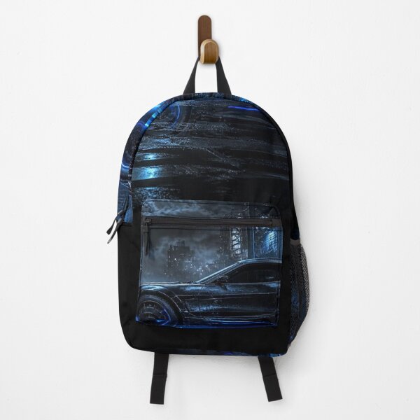 Item preview, Cyberpunk Muscle Car Electric Blue Neon Dystopian Art designed and sold by LazyDayzCo.