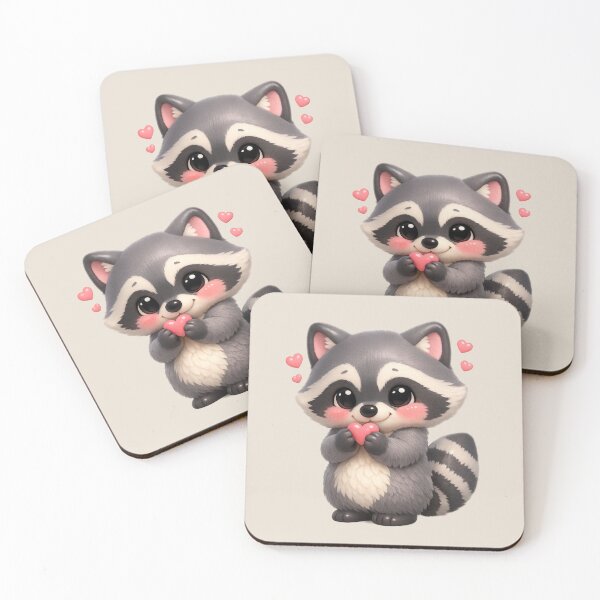 Item preview, Cute Shy Raccoon Holding A Heart | Kawaii Valentine's Day Art designed and sold by Moons Studio.