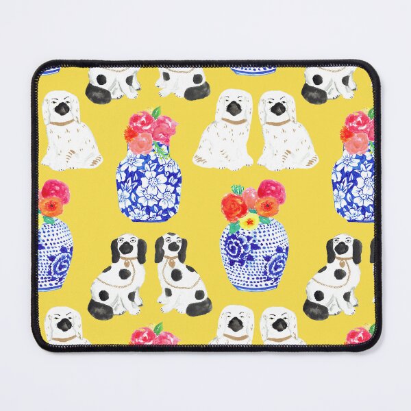 Item preview, Chinoiserie Dogs + Floral Ginger Jars in Lemon Yellow designed and sold by YesterdayColl.