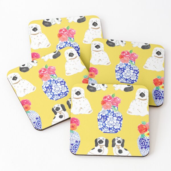 Item preview, Chinoiserie Dogs + Floral Ginger Jars in Lemon Yellow designed and sold by YesterdayColl.