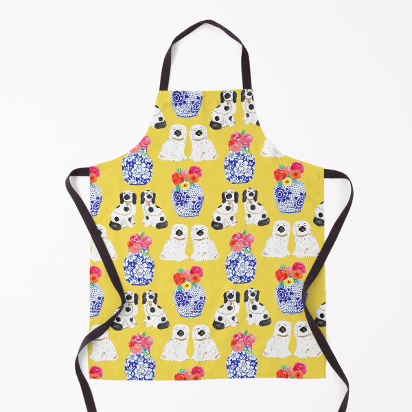 Aperçu de l'œuvre Chiens de style chinoiserie + pots à gingembre fleuris jaune citron créée et vendue par YesterdayColl.