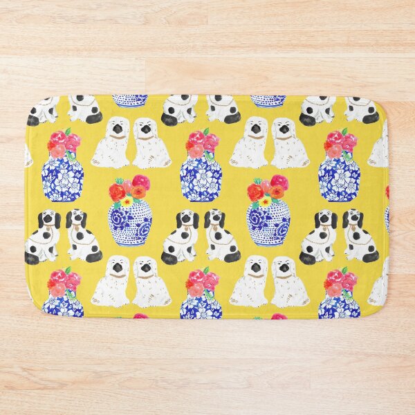 Item preview, Chinoiserie Dogs + Floral Ginger Jars in Lemon Yellow designed and sold by YesterdayColl.