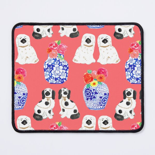 Item preview, Chinoiserie Dogs + Floral Ginger Jars in Coral designed and sold by YesterdayColl.