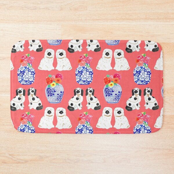 Item preview, Chinoiserie Dogs + Floral Ginger Jars in Coral designed and sold by YesterdayColl.