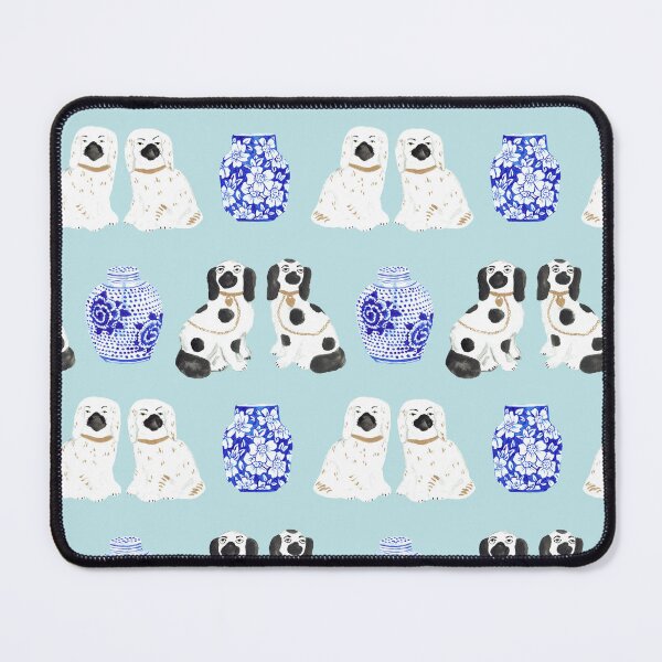 Item preview, Staffordshire Dogs + Ginger Jars in Ice Blue designed and sold by YesterdayColl.