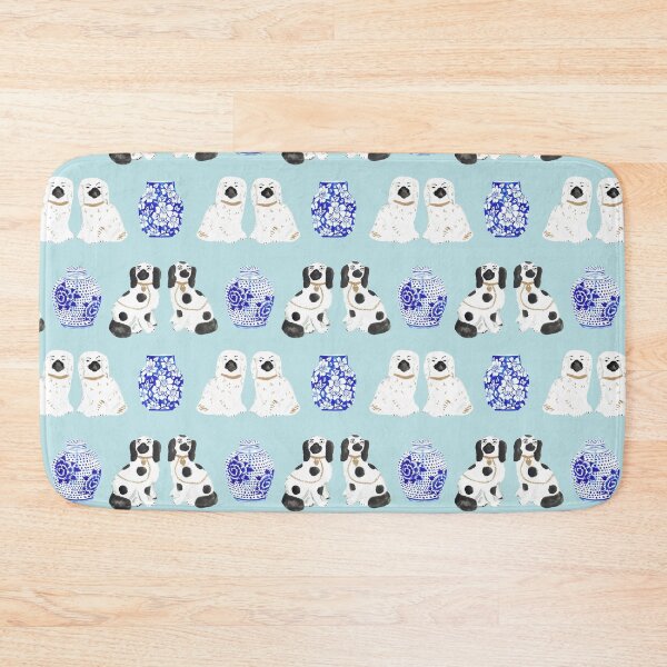 Item preview, Staffordshire Dogs + Ginger Jars in Ice Blue designed and sold by YesterdayColl.