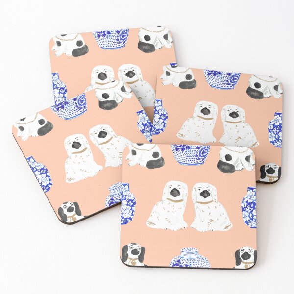 Item preview, Staffordshire Dogs + Ginger Jars in Peach designed and sold by YesterdayColl.