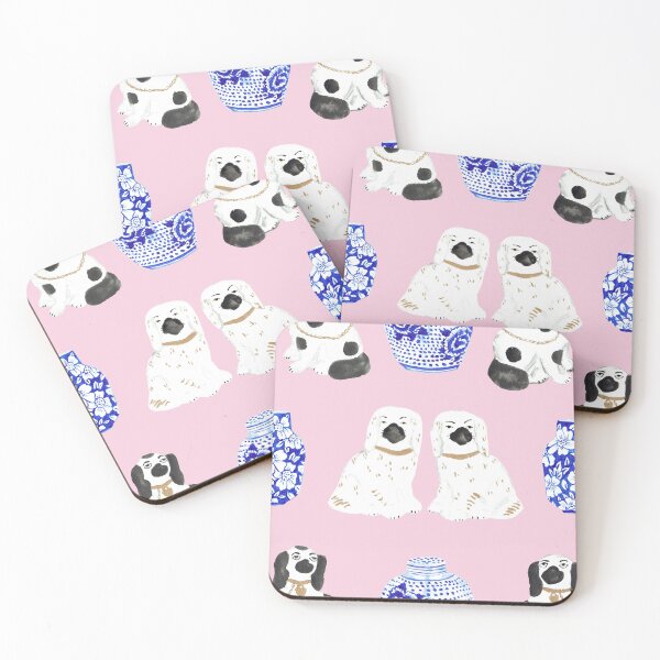 Item preview, Staffordshire Dogs + Ginger Jars in Light Pink designed and sold by YesterdayColl.