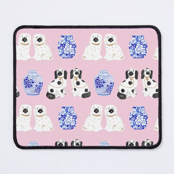 Item preview, Staffordshire Dogs + Ginger Jars in Light Pink designed and sold by YesterdayColl.