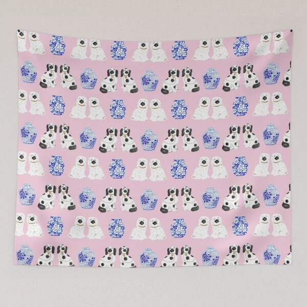 Item preview, Staffordshire Dogs + Ginger Jars in Light Pink designed and sold by YesterdayColl.