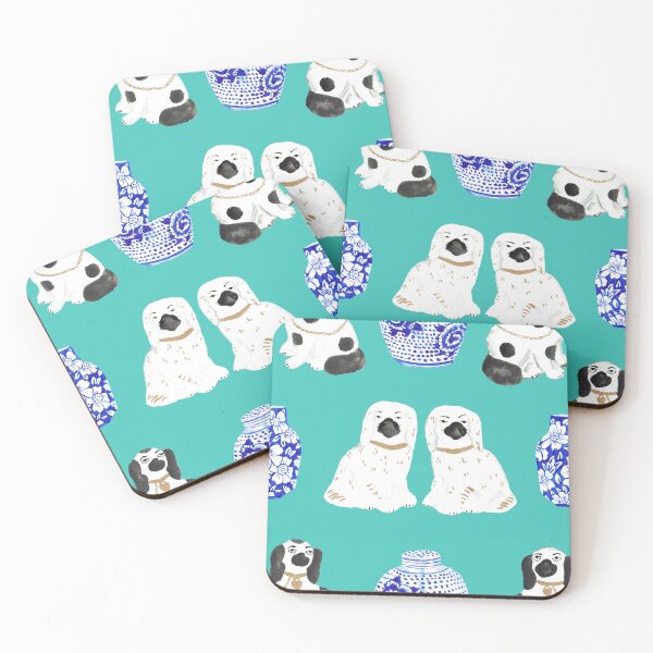 Item preview, Staffordshire Dogs + Ginger Jars in Jungle Green Teal designed and sold by YesterdayColl.