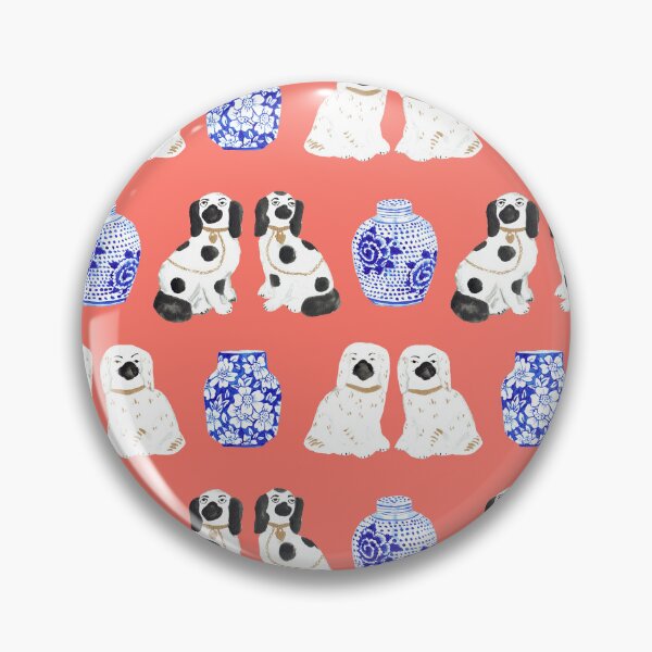 Item preview, Staffordshire Dogs + Ginger Jars in Neon Peach Coral designed and sold by YesterdayColl.