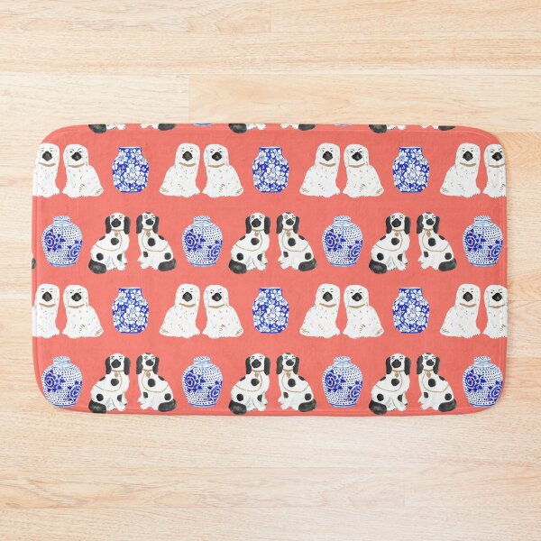 Item preview, Staffordshire Dogs + Ginger Jars in Neon Peach Coral designed and sold by YesterdayColl.