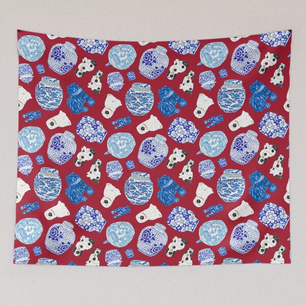 Item preview, Chinoiserie Curiosity Cabinet in Scarlet Red designed and sold by YesterdayColl.