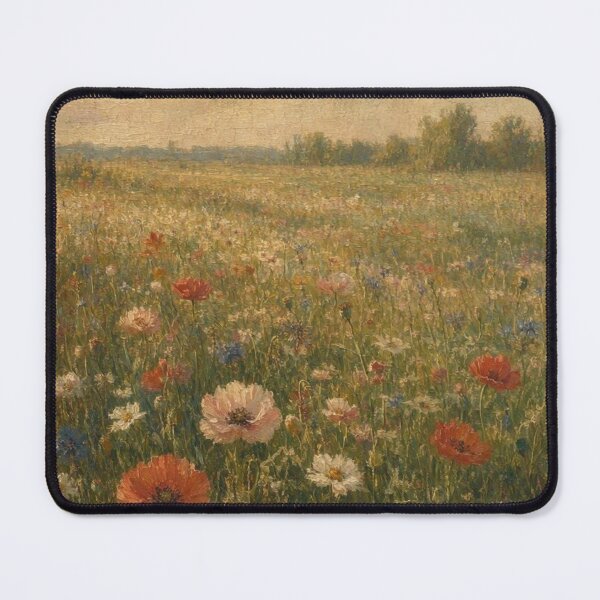 Item preview, Vintage Wildflower Meadow Poppy Daisy Landscape Art designed and sold by ShieldRockPrints.