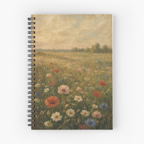 Item preview, Vintage Wildflower Meadow Poppy Daisy Landscape Art designed and sold by ShieldRockPrints.