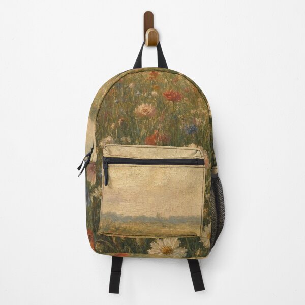 Item preview, Vintage Wildflower Meadow Poppy Daisy Landscape Art designed and sold by ShieldRockPrints.
