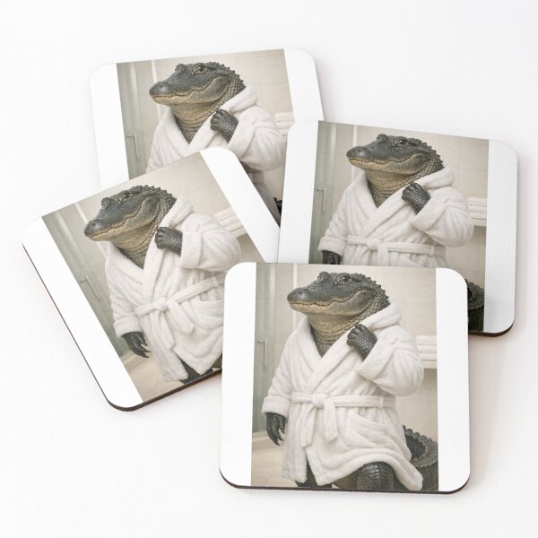 Item preview, American Alligator White Bathrobe designed and sold by Sillytoe.
