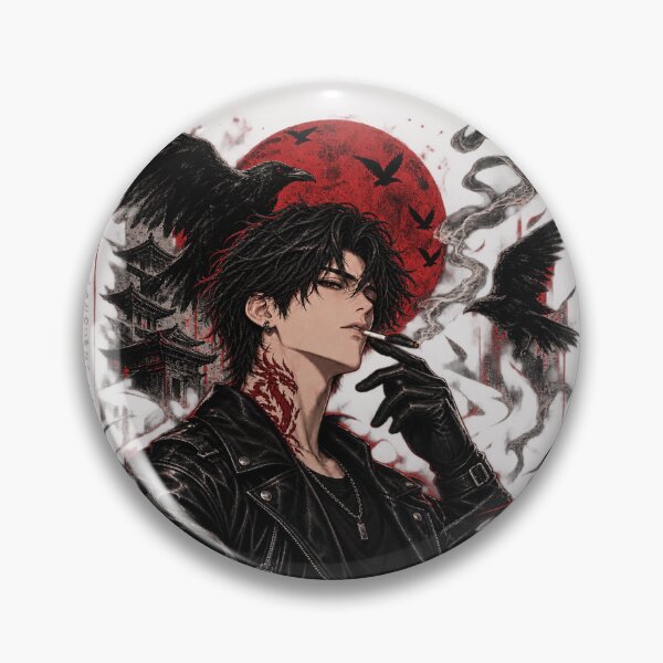 Item preview, Dark Anime Boy Gothic Crow Aesthetic designed and sold by NovaToons.