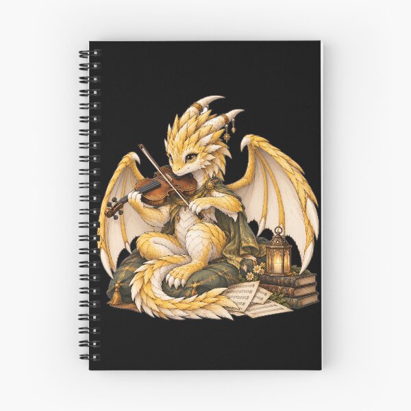 Item preview, Golden Dragon Bard Playing Violin – Fantasy Musician with Lantern and Books designed and sold by Hatchling Hollow.