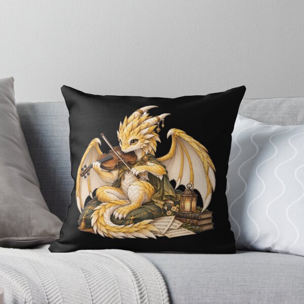 Item preview, Golden Dragon Bard Playing Violin – Fantasy Musician with Lantern and Books designed and sold by Hatchling Hollow.