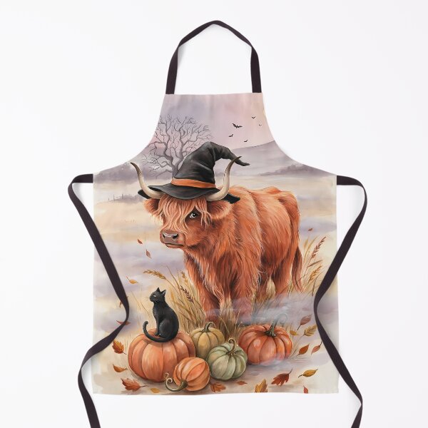 Item preview, Highland Cow in Witch Hat Halloween Watercolor Art designed and sold by SellingWSarah17.