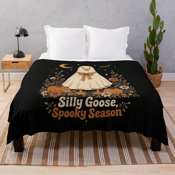 Item preview, Silly Goose Spooky Season Ghost - Cute Floral Halloween Goose Art designed and sold by WillCraftx.
