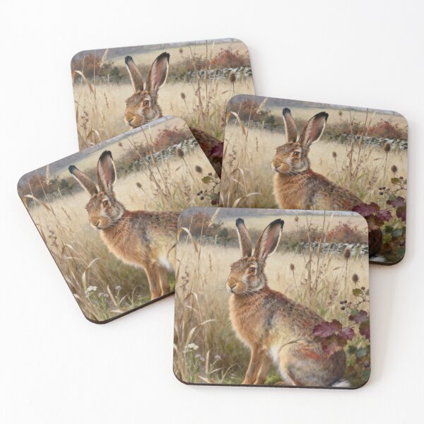 Item preview, Brown Hare Print - Autumn Meadow Wall Art - British Wildlife Painting - A3 A4 A5 designed and sold by QuietCanvasArtworks.