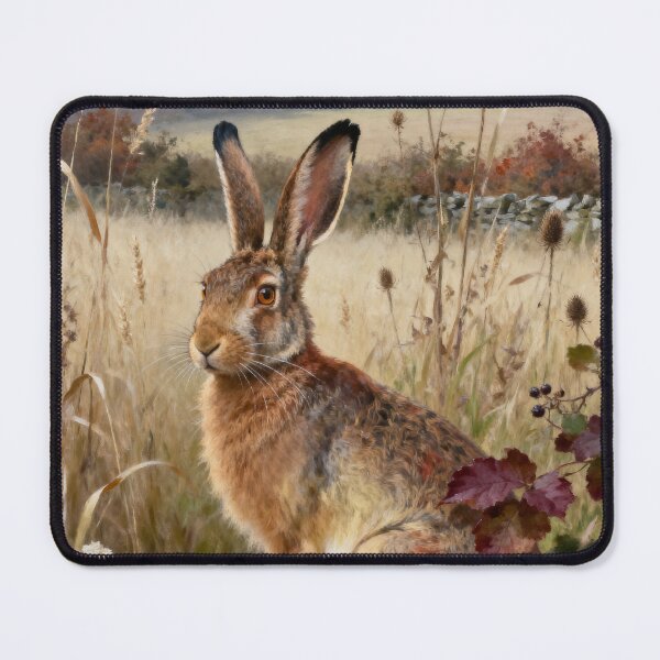 Item preview, Brown Hare Print - Autumn Meadow Wall Art - British Wildlife Painting - A3 A4 A5 designed and sold by QuietCanvasArtworks.