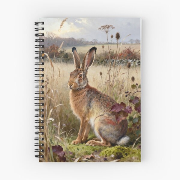 Item preview, Brown Hare Print - Autumn Meadow Wall Art - British Wildlife Painting - A3 A4 A5 designed and sold by QuietCanvasArtworks.
