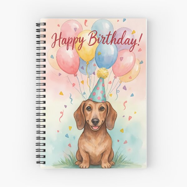 Item preview, Happy Birthday Dachshund with Balloons Watercolor designed and sold by SellingWSarah17.