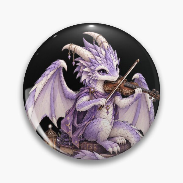 Item preview, Purple Dragon Bard Playing Violin – Magical Fantasy Musician with Books designed and sold by Hatchling Hollow.