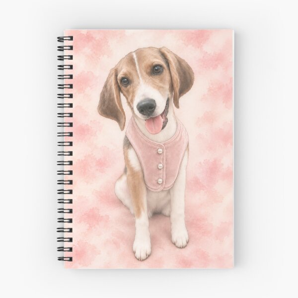 Item preview, Cute Watercolor Hound Puppy Dog in Pink Button Vest designed and sold by RescueHeart10.