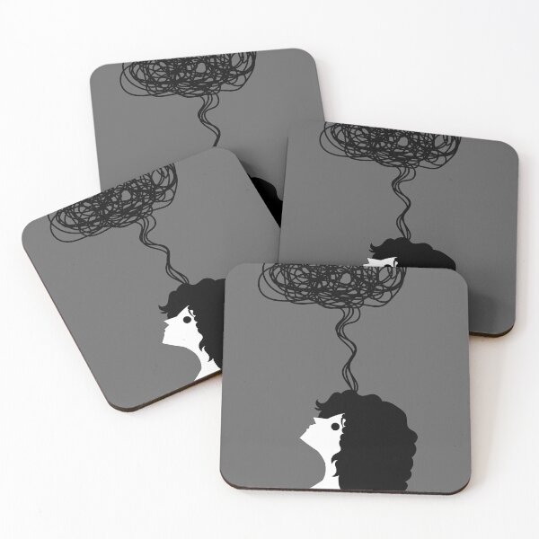 Item preview, woman surrounded by tangled threads of thoughts designed and sold by matintheworld ( delcarmat ).