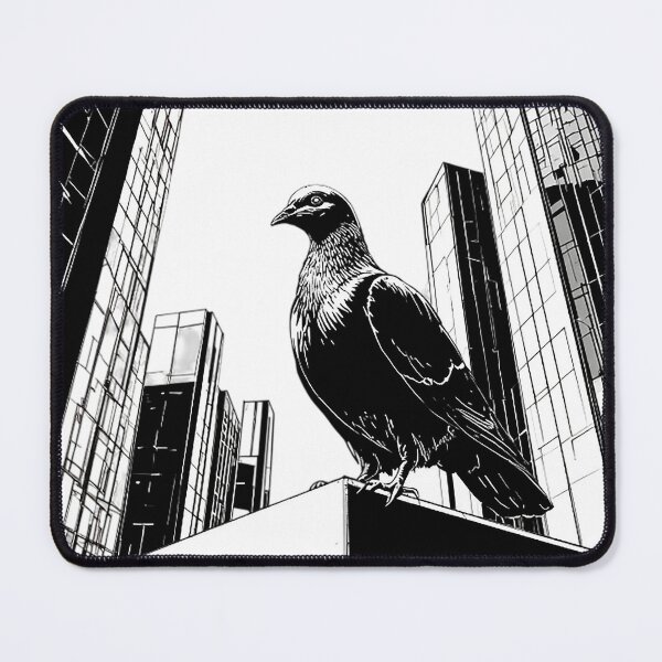 Item preview, Urban Pigeon City Skyline – Minimalist Bird & Modern Architecture Line Art designed and sold by PixPixari.