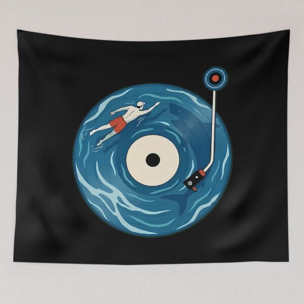 Item preview, Lost In The Deep Groove  Vinyl Ocean Surreal Illustration designed and sold by TondaDasilva.