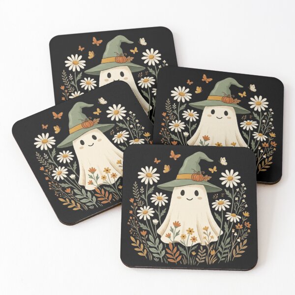 Item preview, Cute Cottagecore Witch Ghost - Daisy Wildflower Halloween Garden Art designed and sold by WillCraftx.